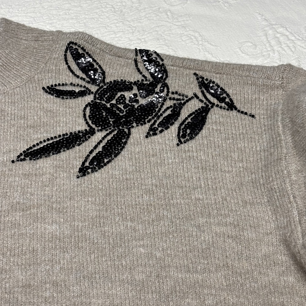 Ariat Beaded Floral Western Mock Neck Sweater NWT XL Oatmeal Heather - Picture 3 of 16